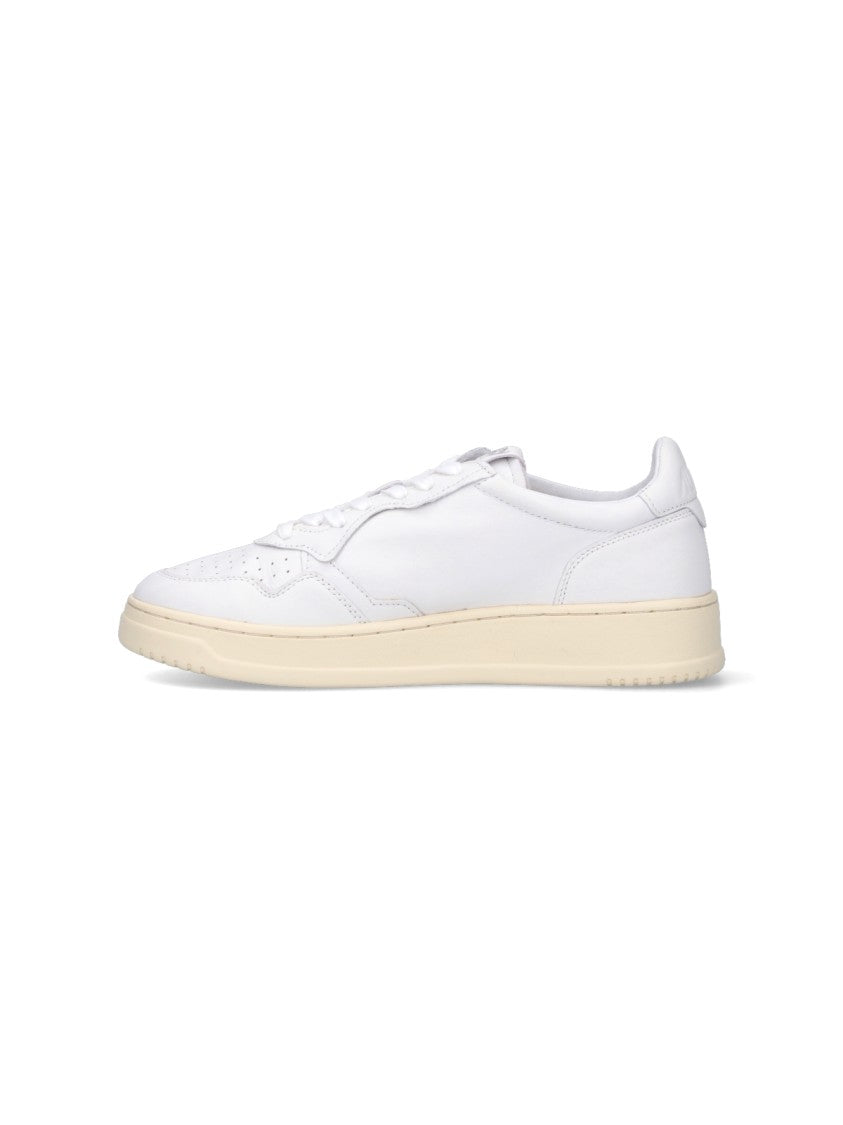 Autry "Medalist" Low-Top Sneakers In White Nappa Leather