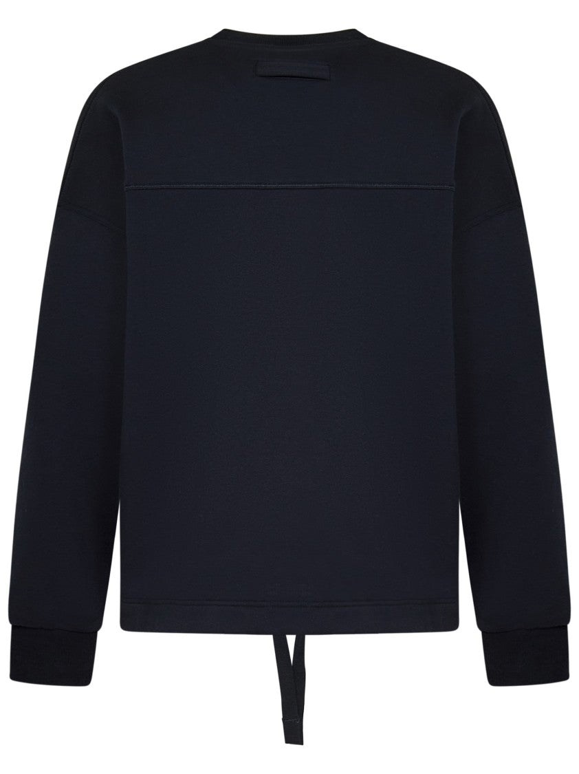 Zegna Midnight Blue Sweatshirt With Drawstring Hem And Embroidered Logo