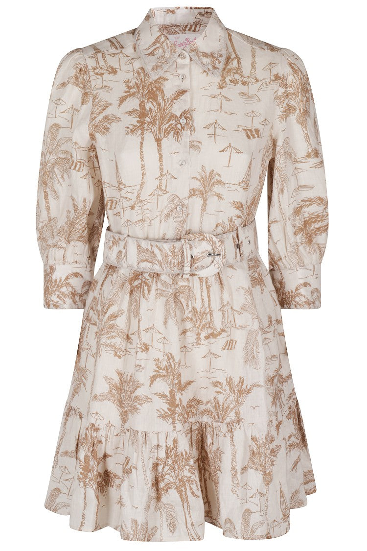 Mc2 Saint Barth Short Ruffled Linen Dress