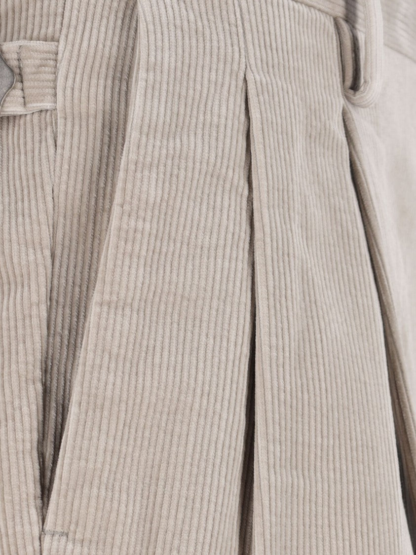 Kaptain Sunshine Cream Ribbed Mid-Rise Corduroy Trousers