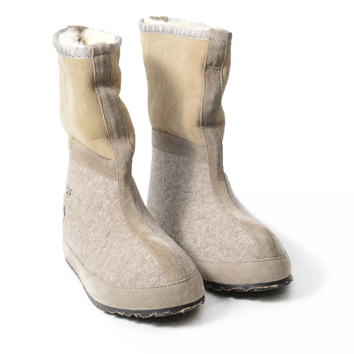 Zdar Beige Nubuck And Felt Ankle Boots