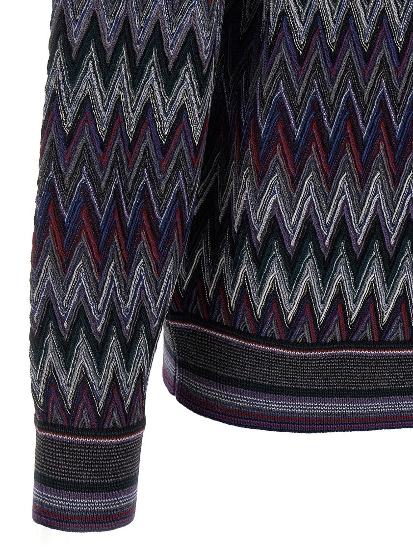 Missoni Zigzag Pattern Wool Sweater With Crew Neck