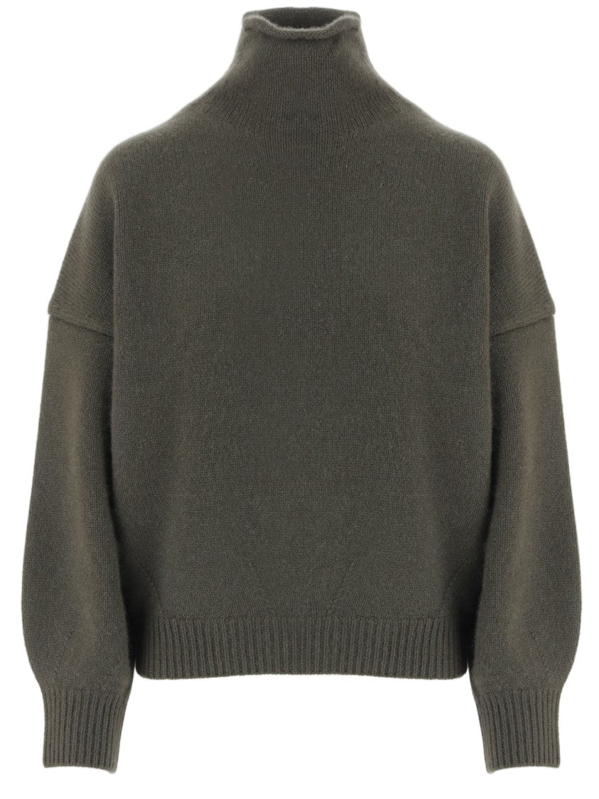 Arch4 Army Green Ribbed Cashmere Turtleneck Sweater