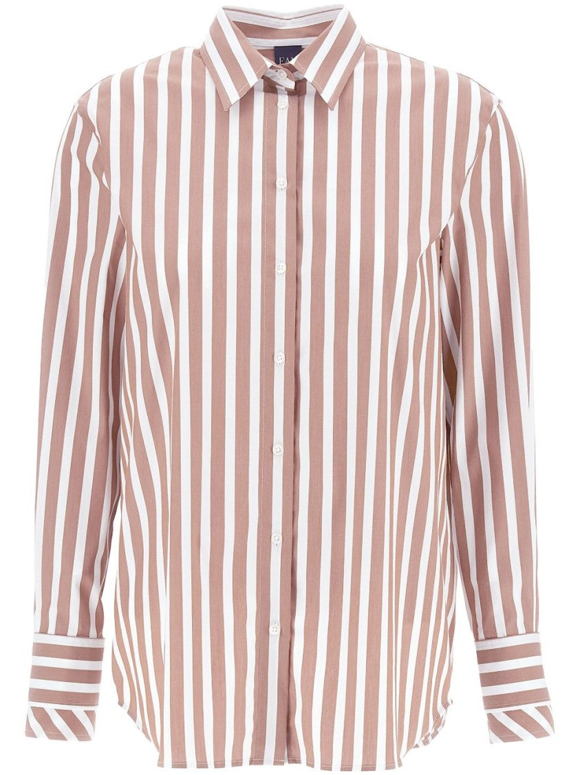 Fay Brown Striped Shirt With Button-Down Front