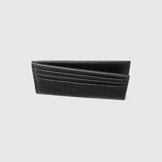 Gucci Embossed Leather Cardholder With Interlocking Pattern