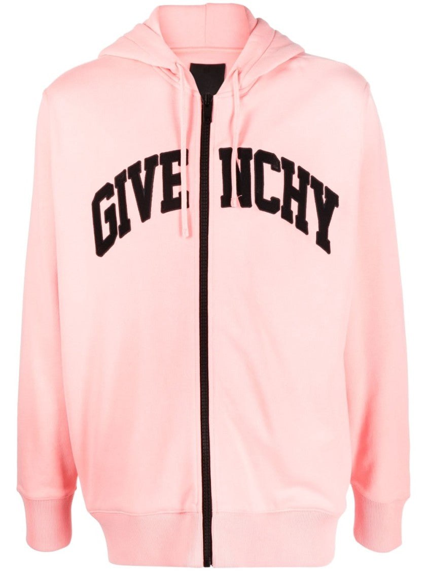 Givenchy Coral Pink Logo-Embroidered Cotton Hoodie