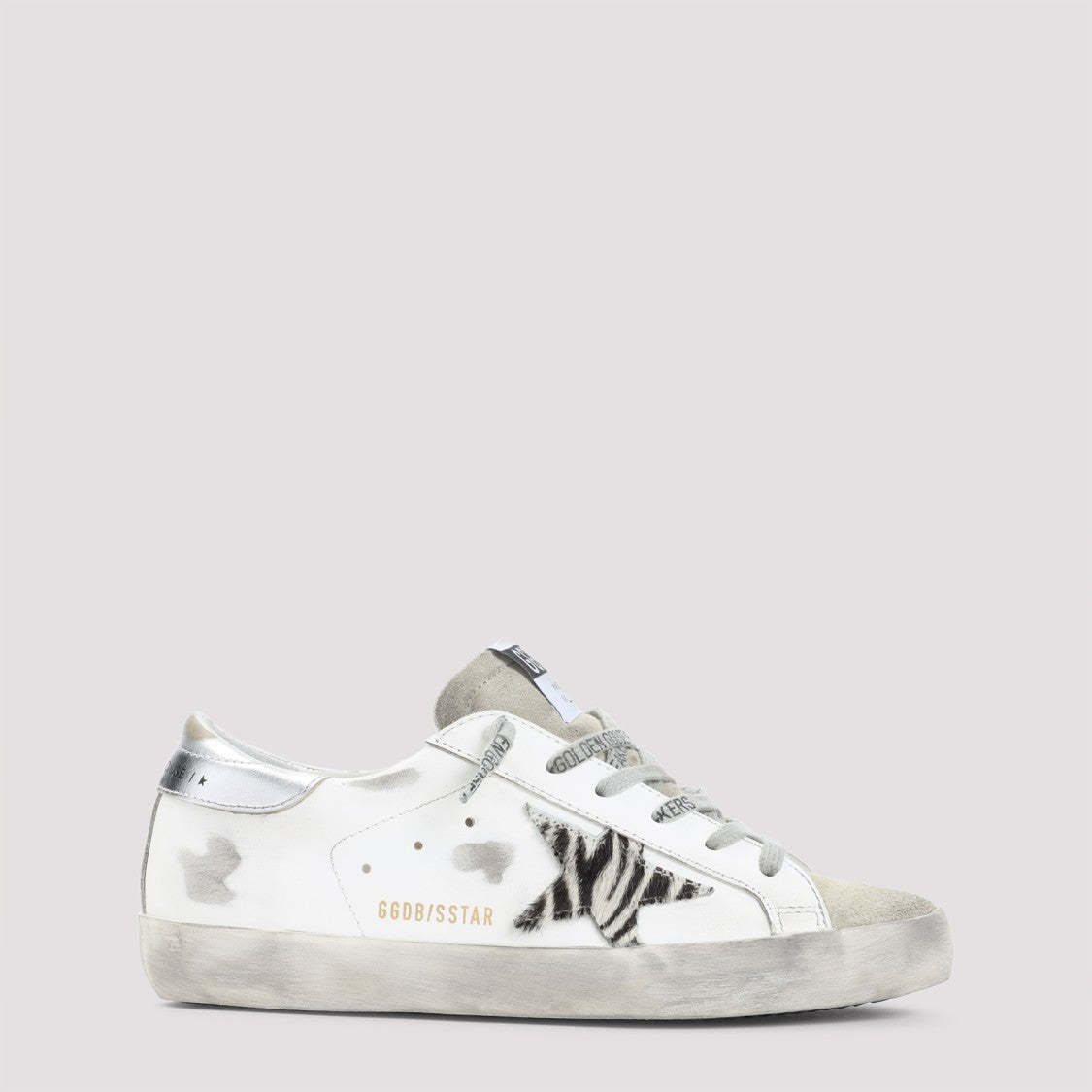 Golden Goose Distressed Leather Sneakers With Animal Print Accents