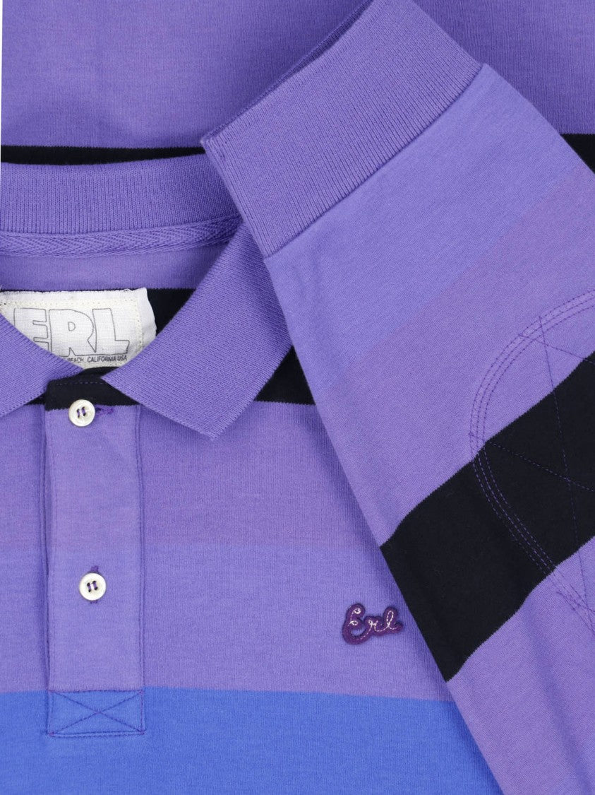 Erl Horizontal Stripe Cotton Polo Shirt With Classic Collar