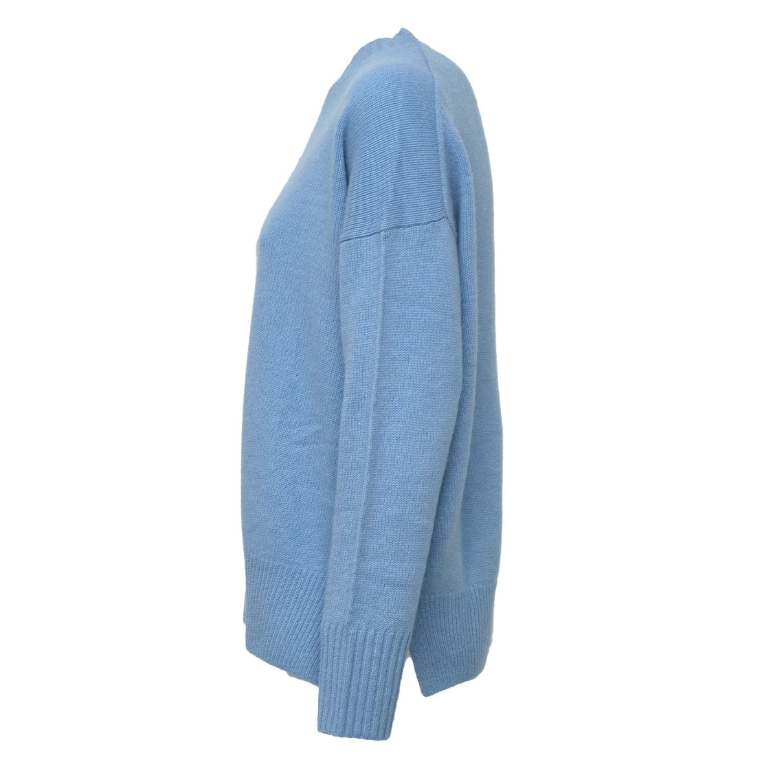 Allude 3-Ply Ribbed Slit Cashmere Crewneck Sweater