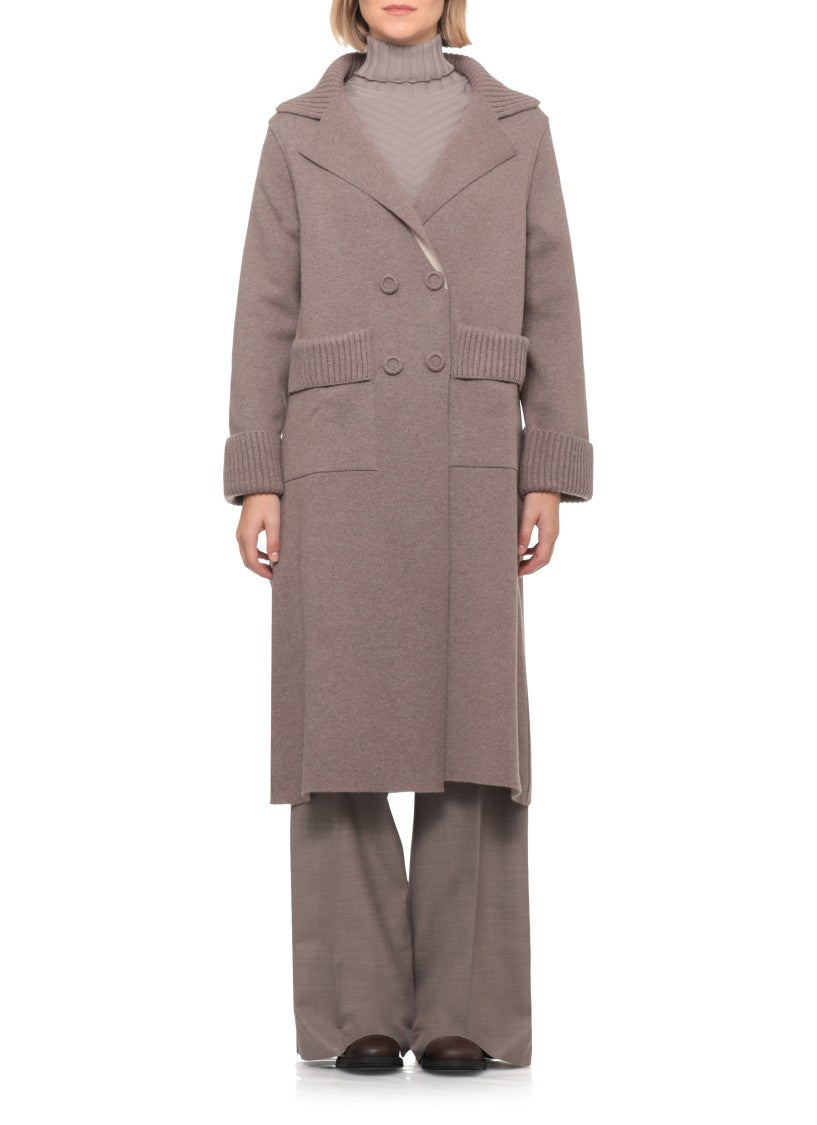 D. Exterior Brown Wool Double-Breasted Coat