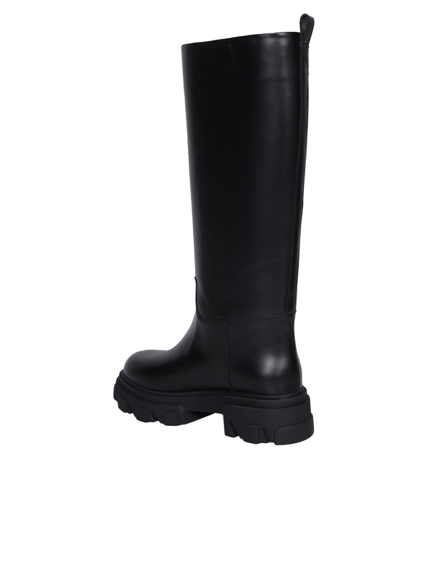 Gia Borghini Green Leather Ankle Boots With Chunky Sole