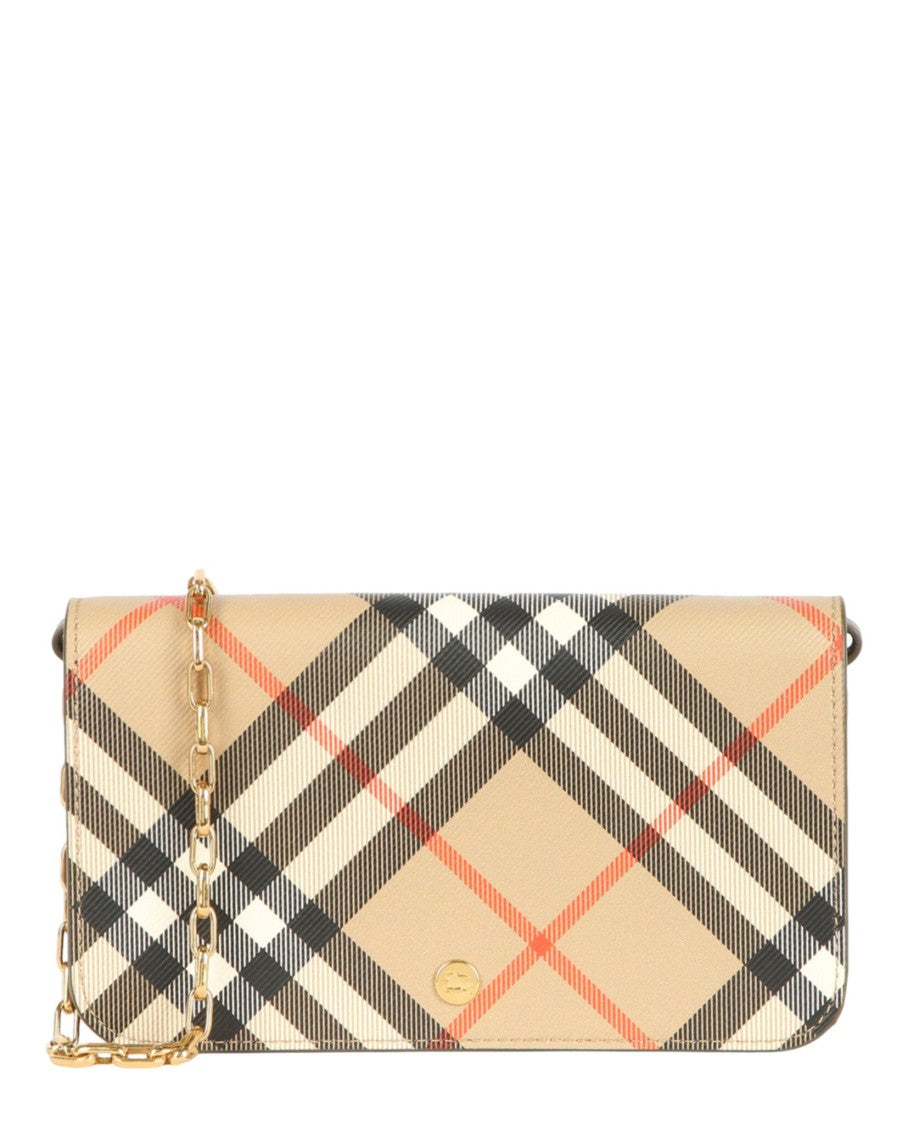 Burberry Ls Large Check Chain Strap Wallet