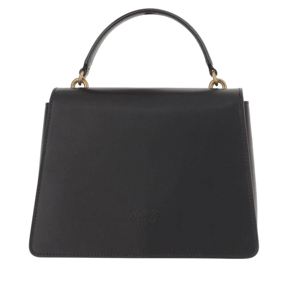 Pinko Black Love Birds Buckle Leather Shoulder Bag