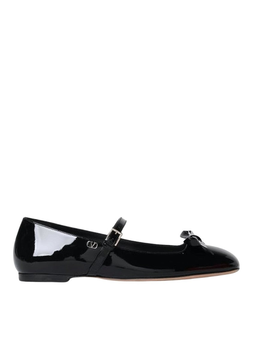 Valentino Garavani Black Patent Leather Flats With Bow Detail