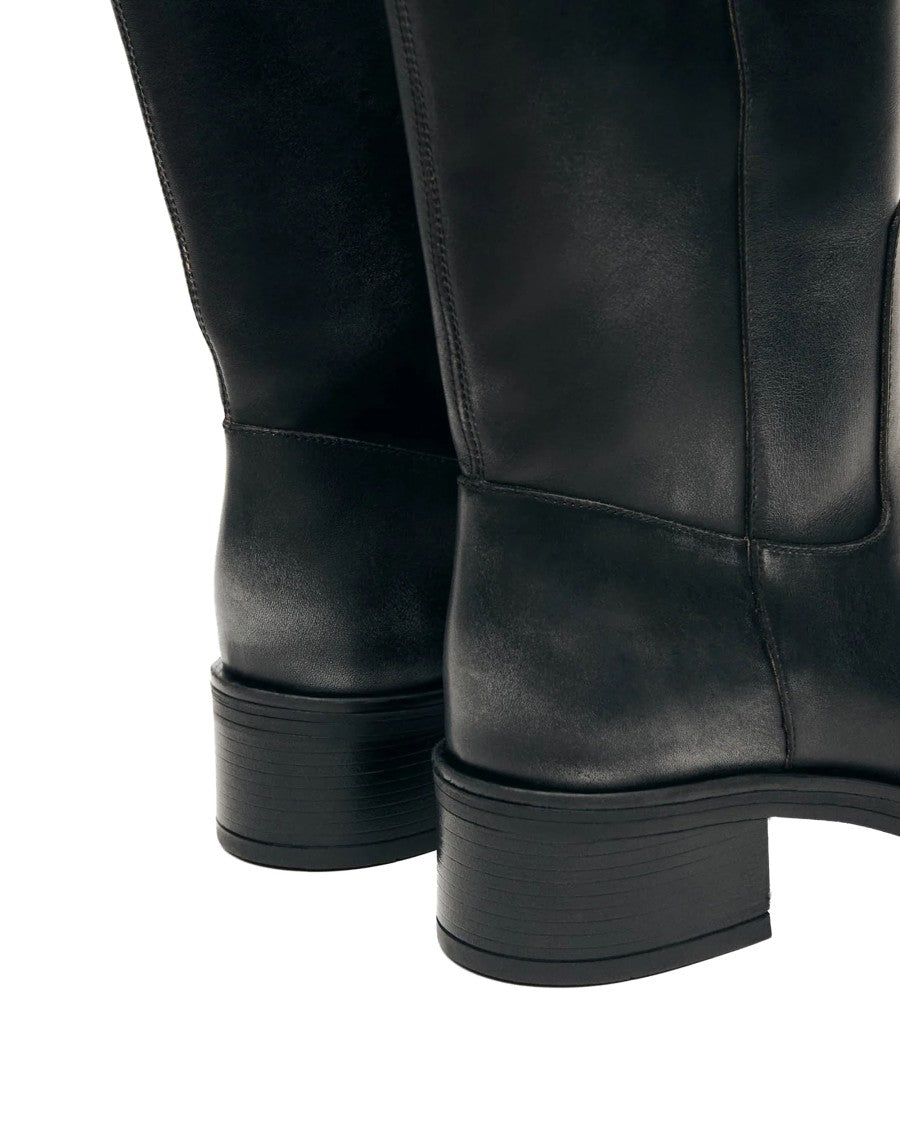 Alohas Equestrian-Inspired Structured Mid-Calf Leather Boots