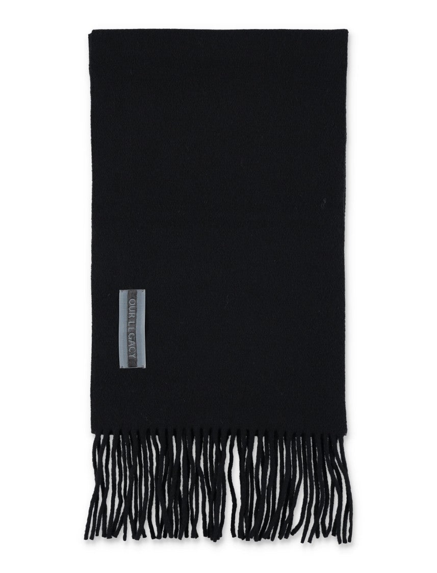 Our Legacy Fringed Black Wool Scarf