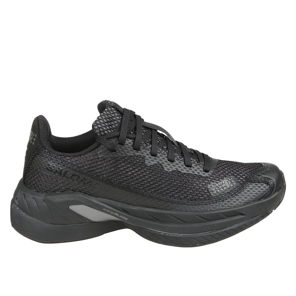 Mm6 By Maison Margiela X Salomon Fully Mesh Black Sneakers With Bold Sole