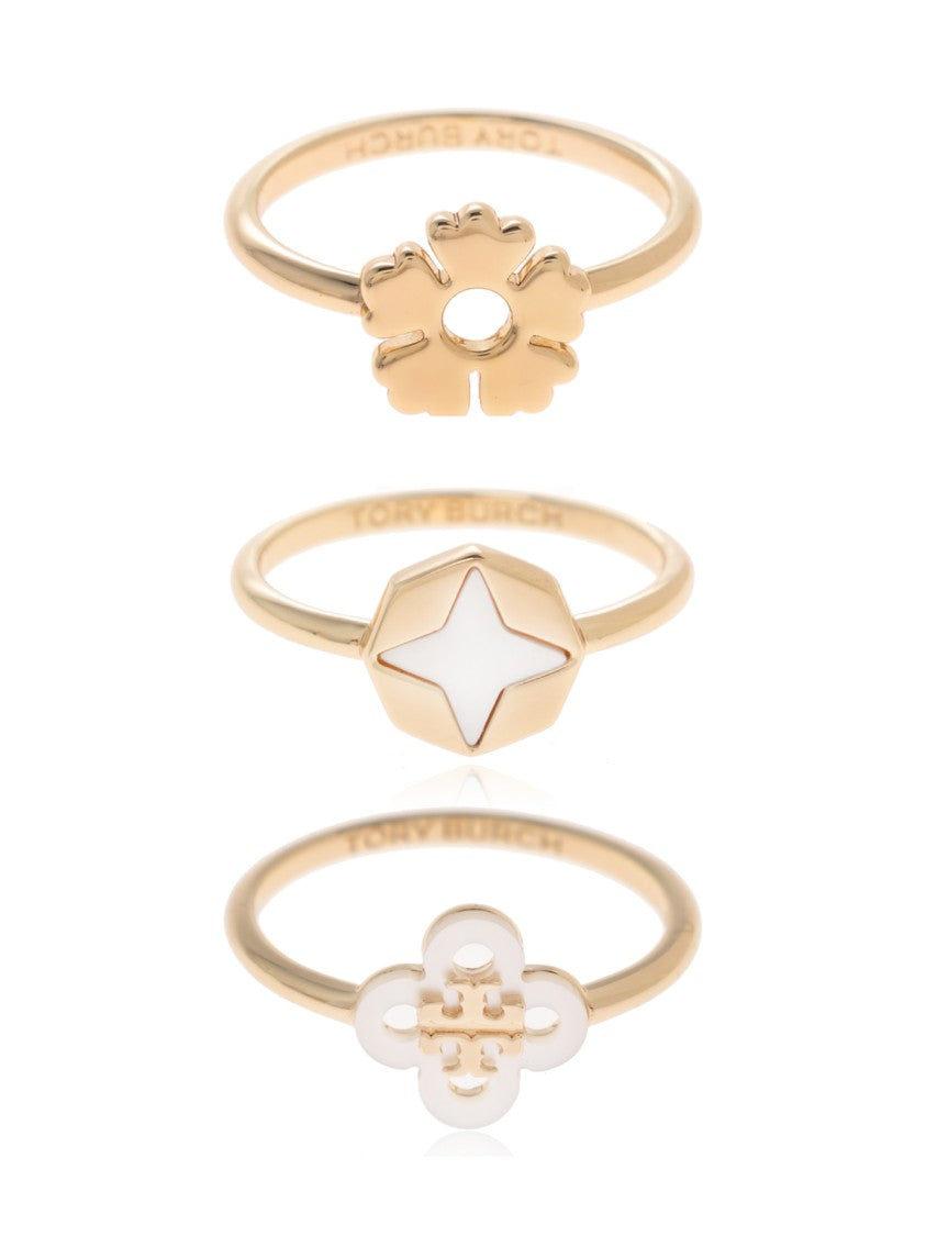 Tory Burch Clover Logo Set Of Three Rings