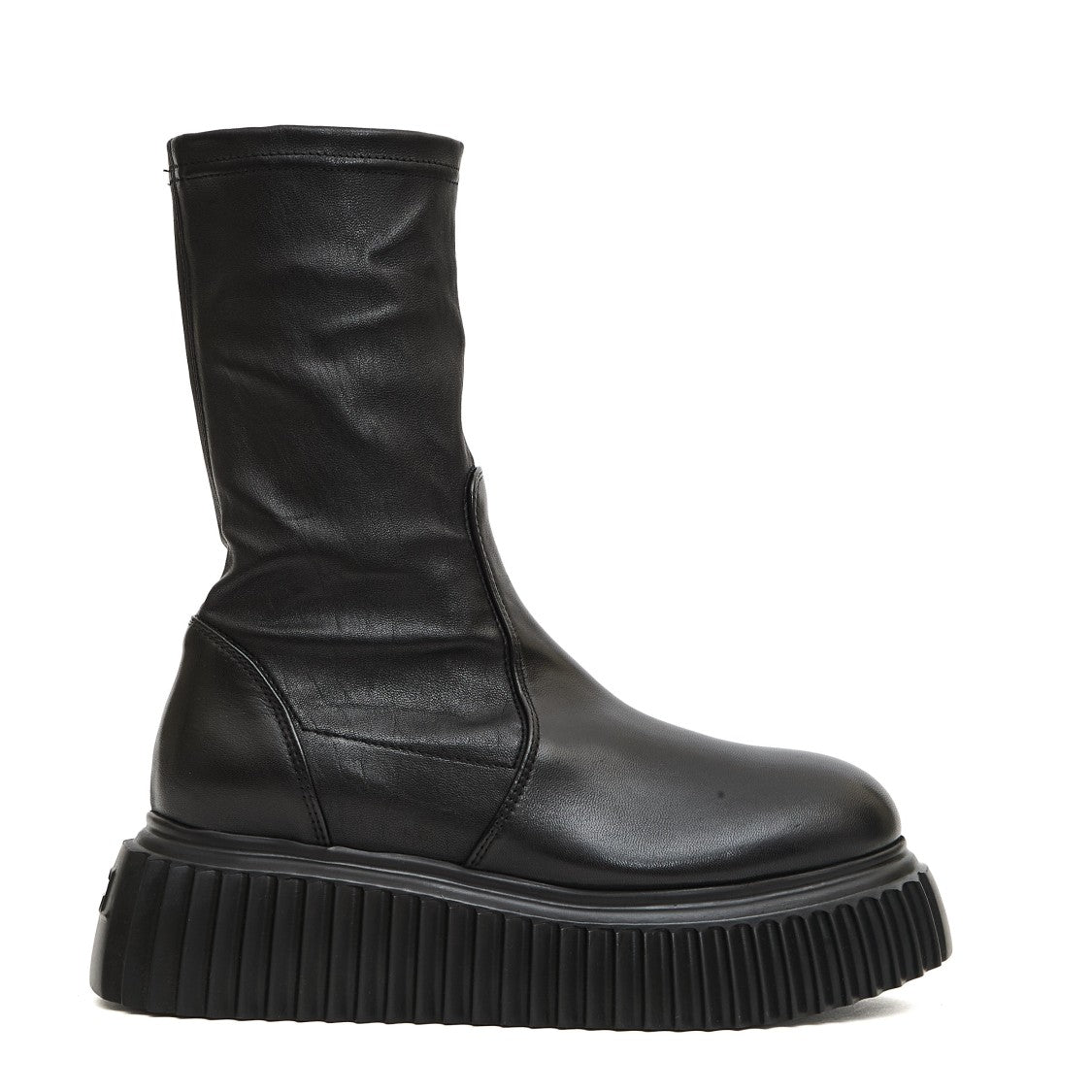 Agl Stretch Black Ankle Boots With Ridged Rubber Sole