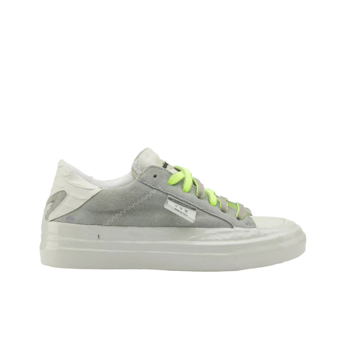 Mimanera Grey White Suede Python Print Sneakers