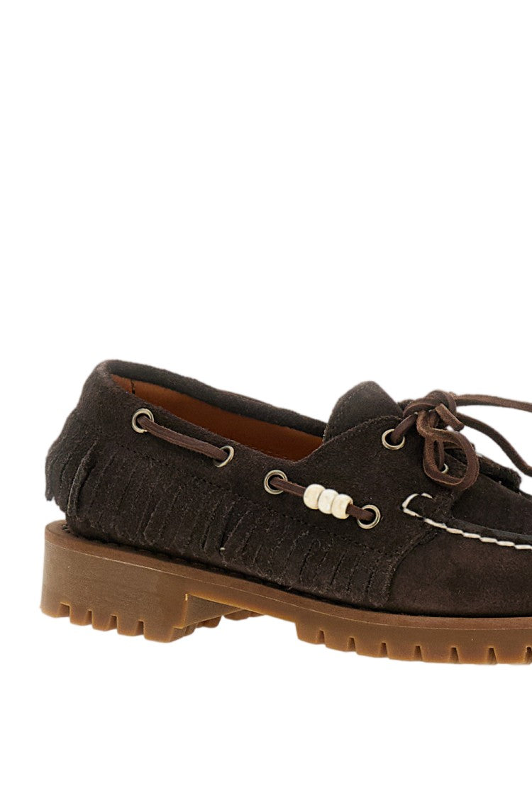 Sebago Handcrafted Waxed Suede Moccasins With Beaded Accents
