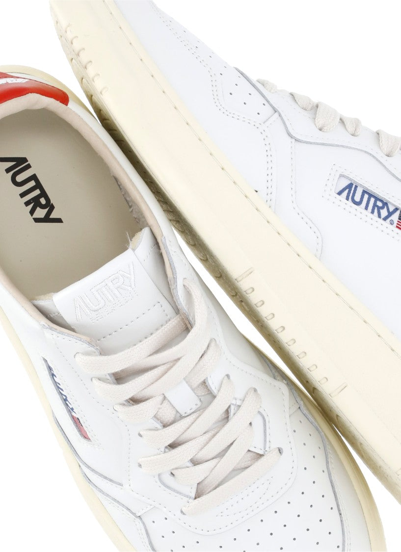 Autry White Medalist Low Red Heel Sneakers