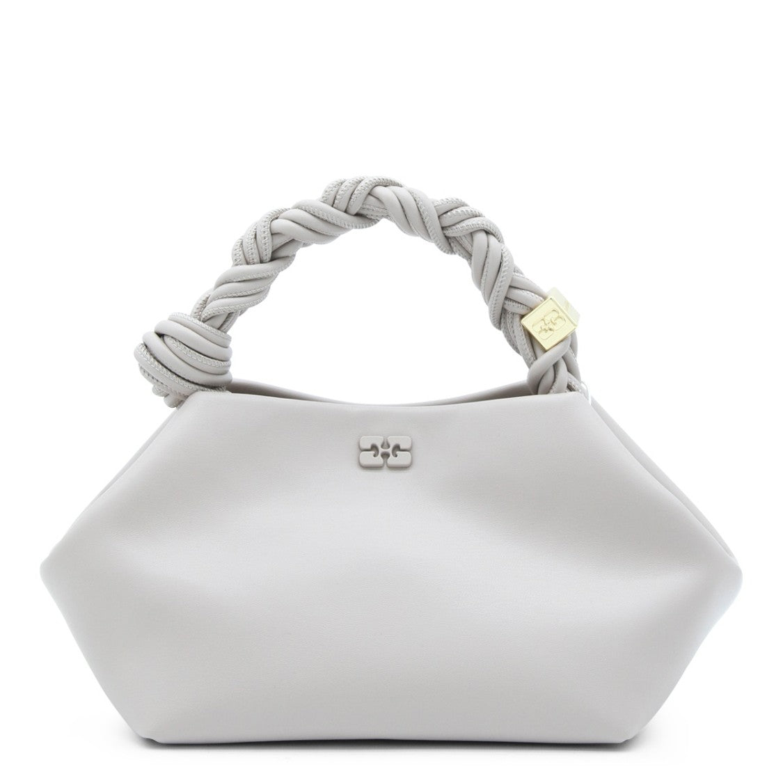Ganni Geometric Oyster Grey Bou Small Top Handle Bag