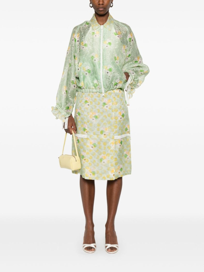 Fendi Black Cropped Floral Drawstring Cuffs Jacket