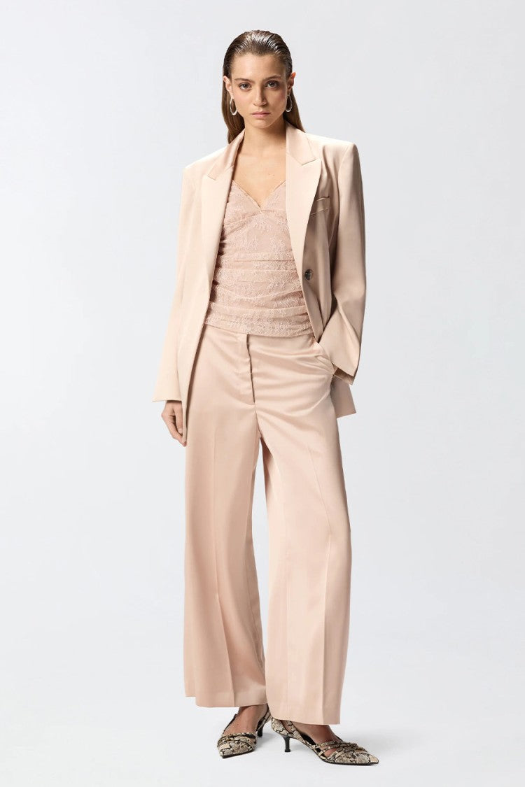 Pinko Pink Rapa Double-Breasted Satin Tie-Belt Acetate Blazer