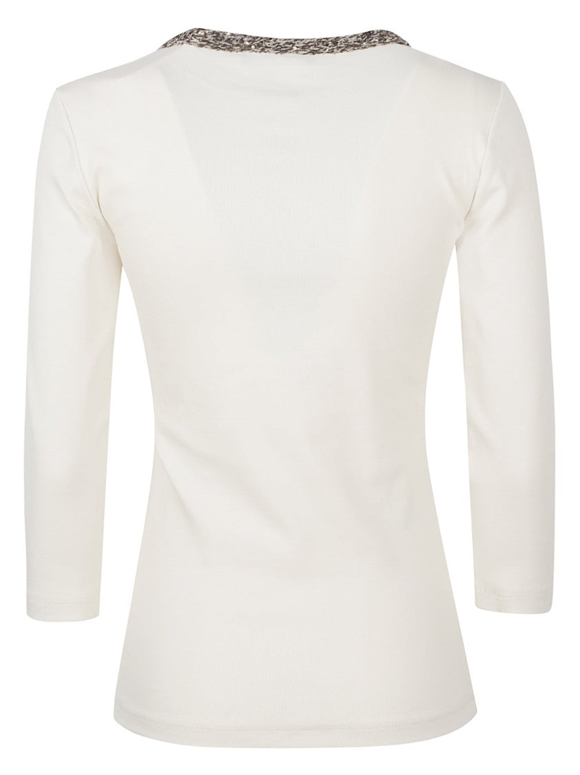 Fabiana Filippi Cotton-Blend Crewneck Long-Sleeve Top