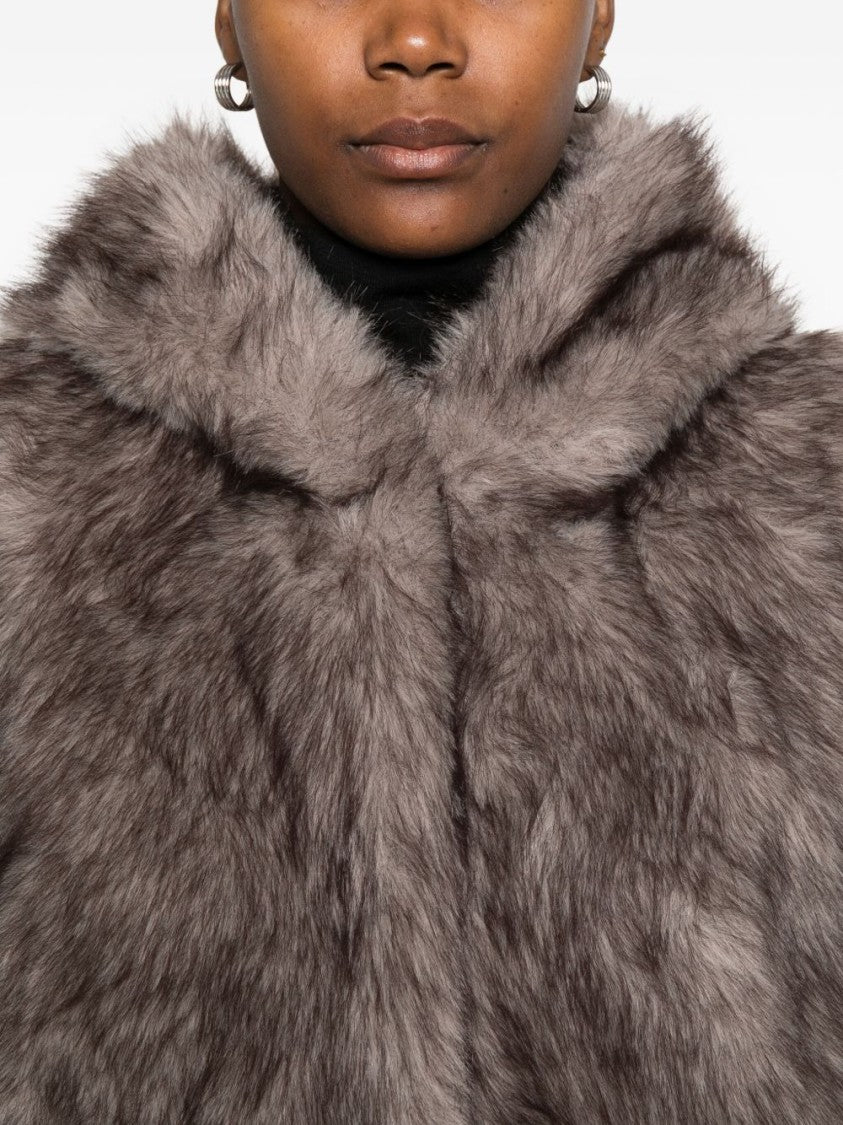 Betta Corradi Hooded Sleeveless Coat In Plush Faux Fur