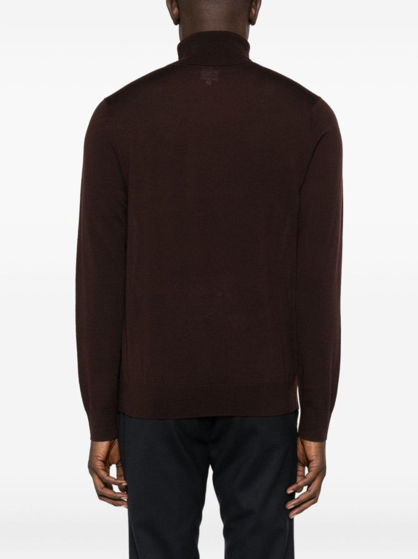 Paul Smith Burgundy Turtleneck Sweater With Ribbed Cuffs