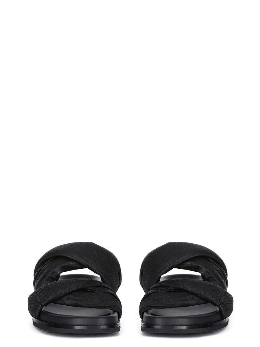 Rick Owens Twisted Granola Sandals In Blistered Black Lamb Leather