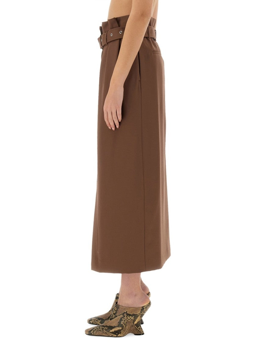 Dries Van Noten Tailored Wool Skirt With Waist Belt