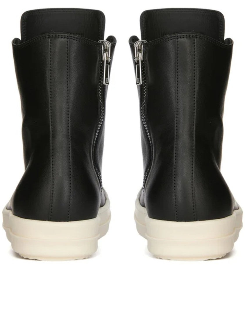 Rick Owens Black Smooth High-Top Sneakers