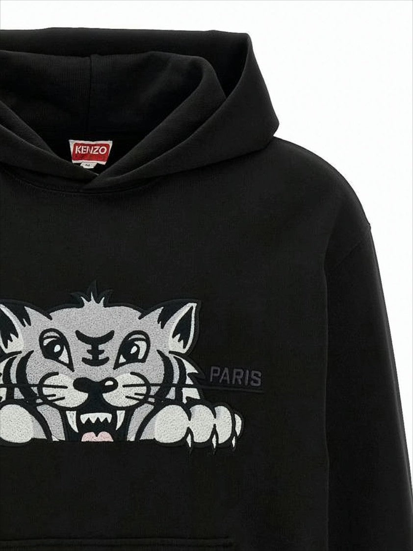 Kenzo Graphic Tiger Print Hooded Sweatshirt With Kangaroo Pocket