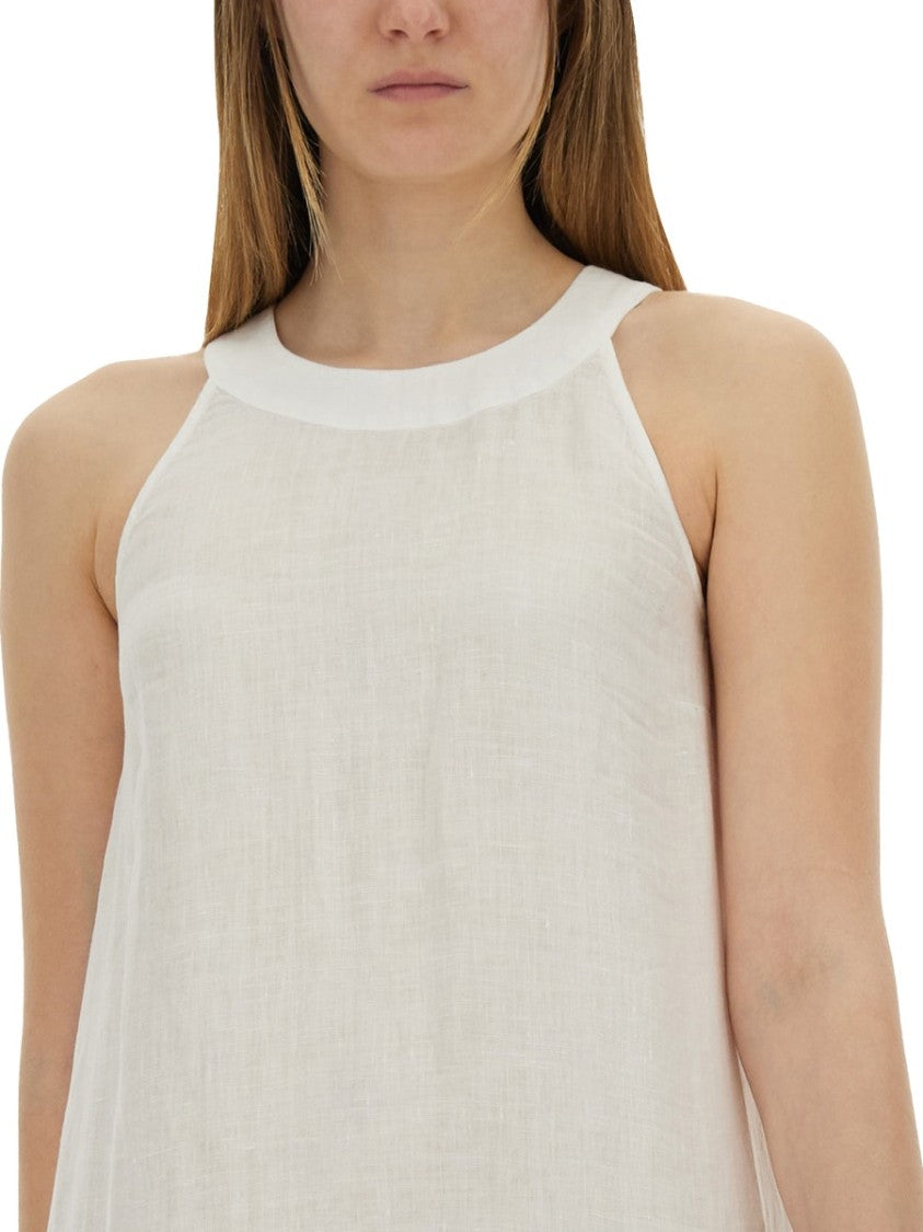 120% Lino Relaxed Long Linen Dress With Tiered Hem