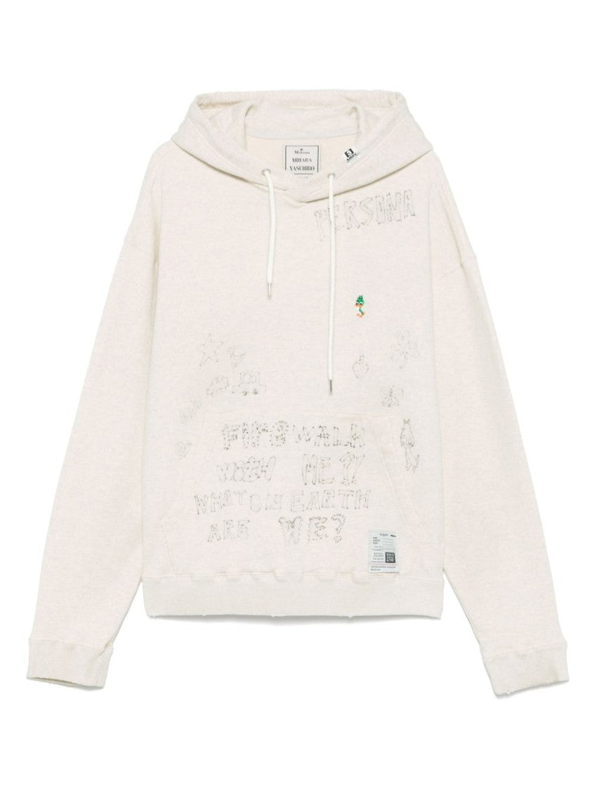 Maison Mihara Yasuhiro Hoodie With Drawstring Hood And Embroidered Detailing