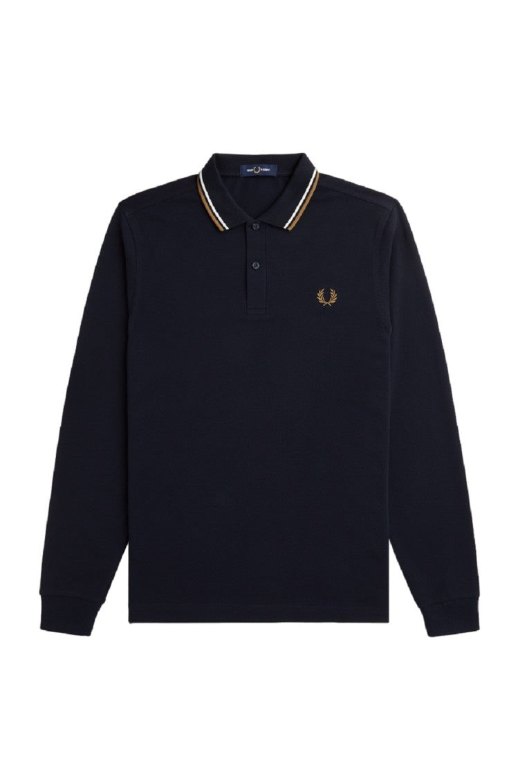 Fred Perry Blue Cotton Polo With Double Tipped Collar
