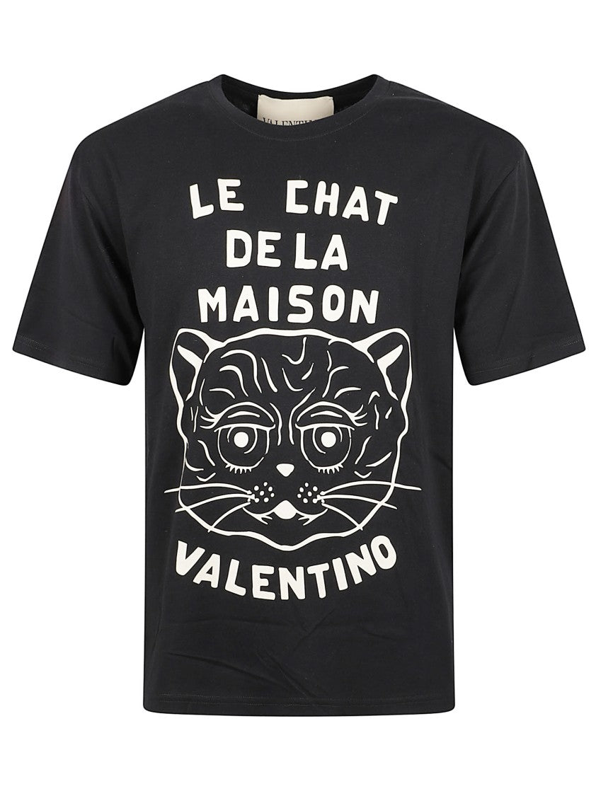 Valentino Garavani Crew Neck Black Cotton T-Shirt