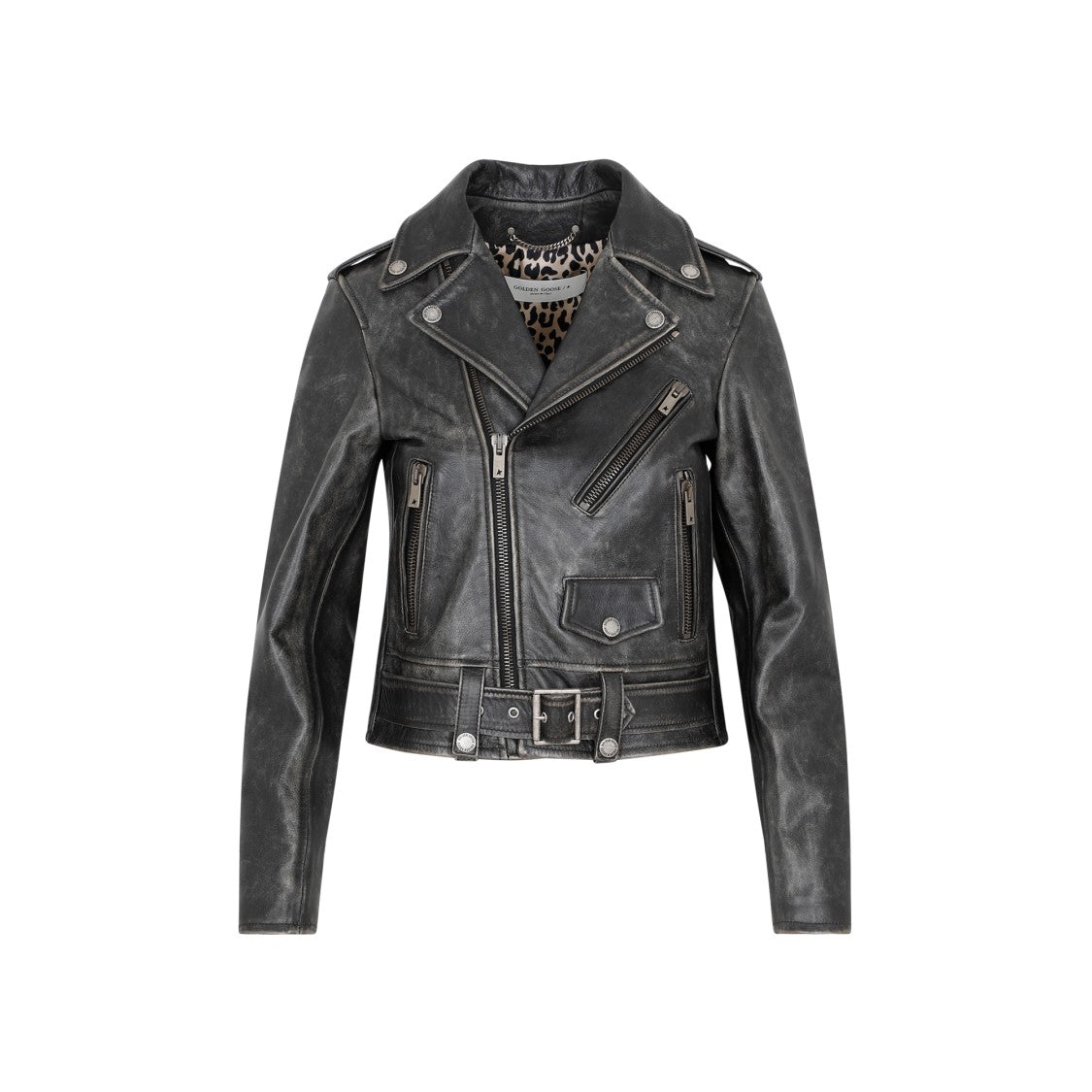 Golden Goose Black Leather Biker Jacket