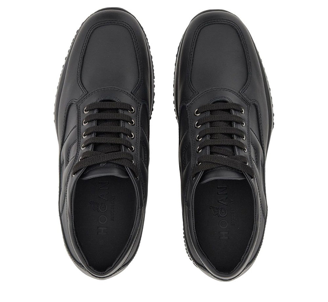 Hogan Contemporary Black Calfskin Sneakers With Elegant Design