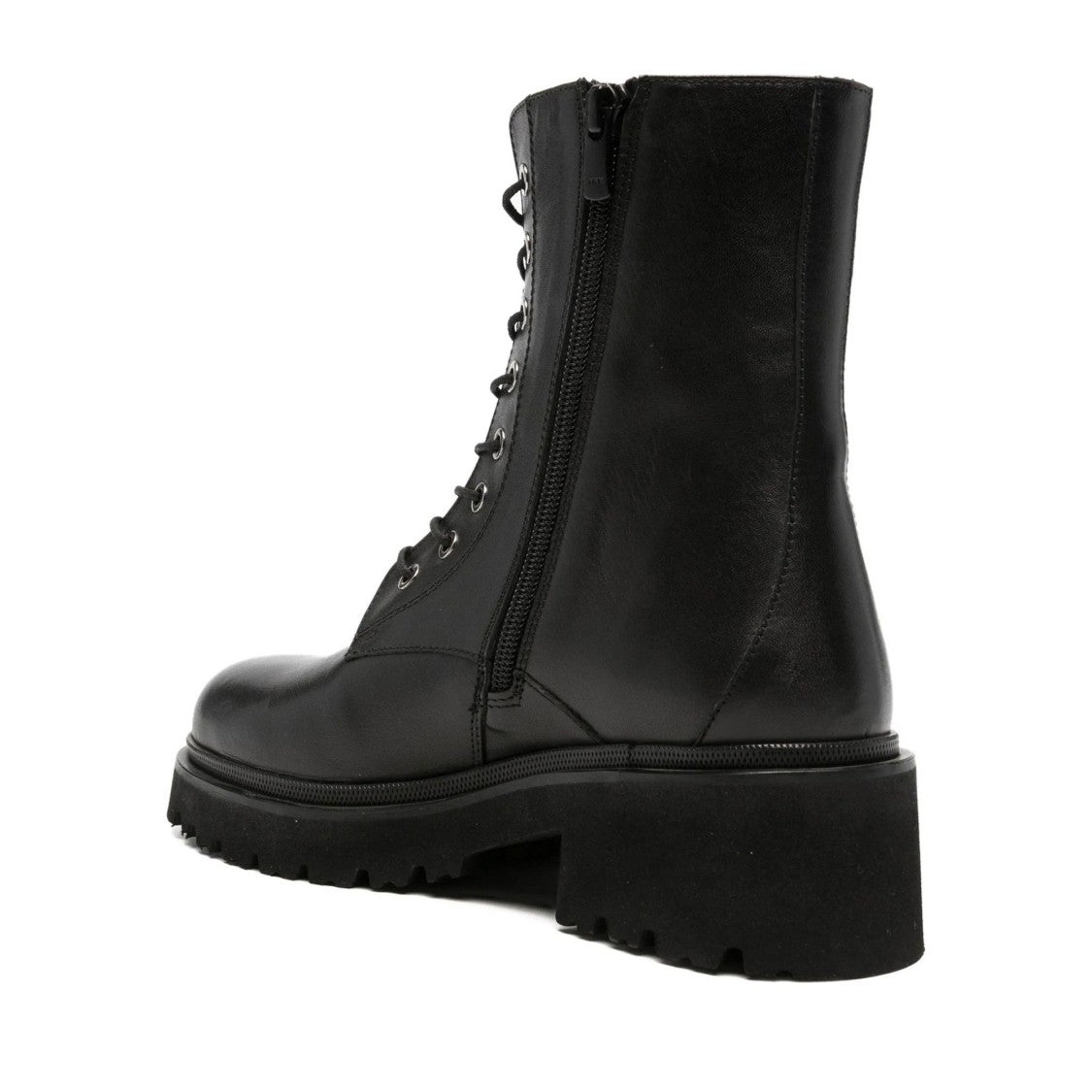 Adrianna Feretti Black Lace-Up Chunky Sole Leather Boots
