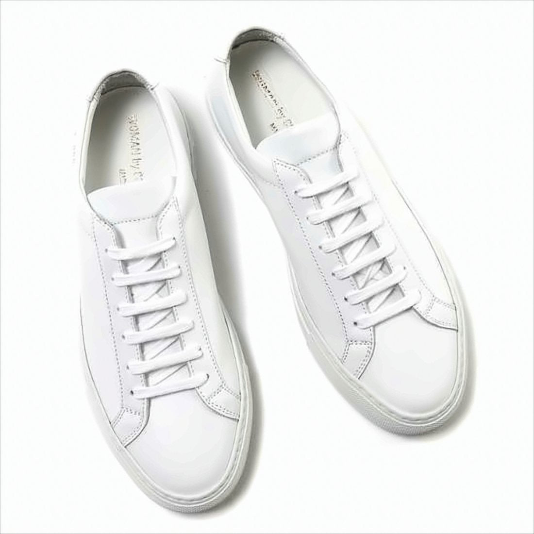Common Projects White Cowhide Sneakers With Minimalist Design
