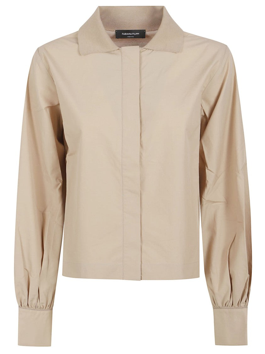 Fabiana Filippi Cropped Shirt With Concealed Placket And Puff Sleeves
