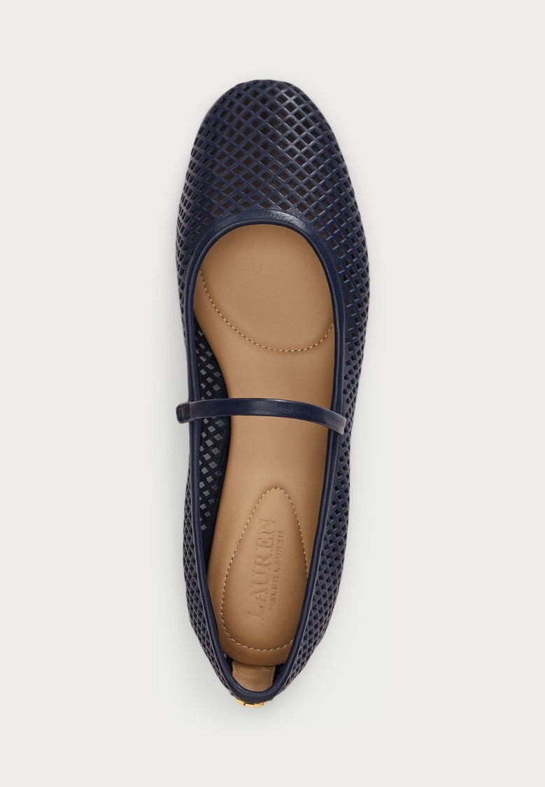 Lauren Ralph Lauren Navy Blue Perforated Ballerina Flats