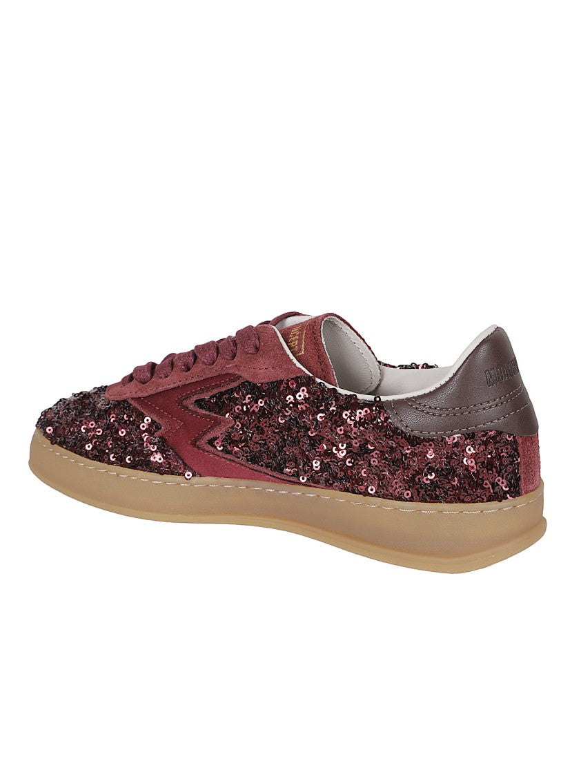 Moa Concept Burgundy Sequined Sneakers With Leather Back Detail