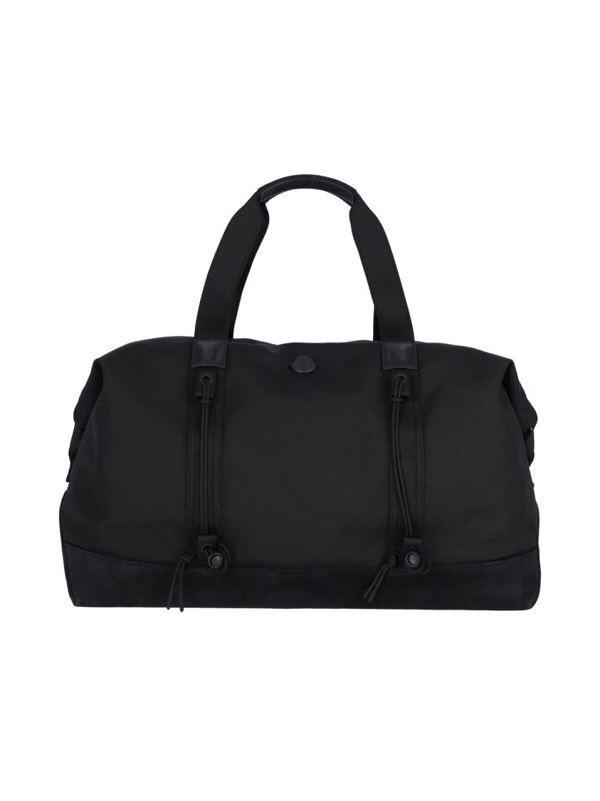 Moncler Black Water-Repellent Duffel Bag With Leather Accents