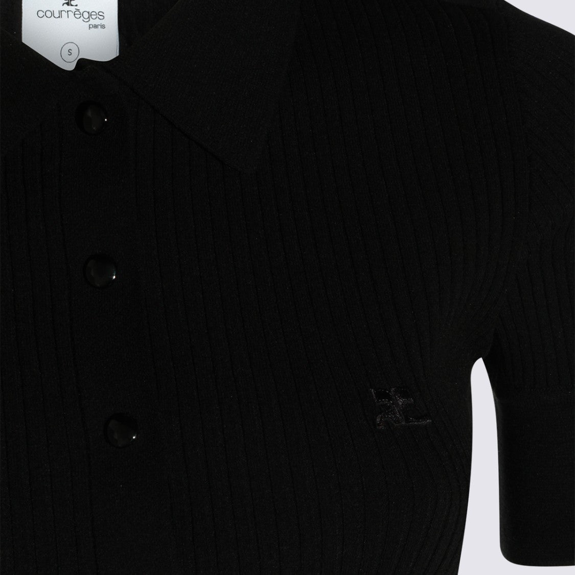 Courrèges Fitted Short-Sleeve Polo Shirt With Ribbed Texture And Button Placket