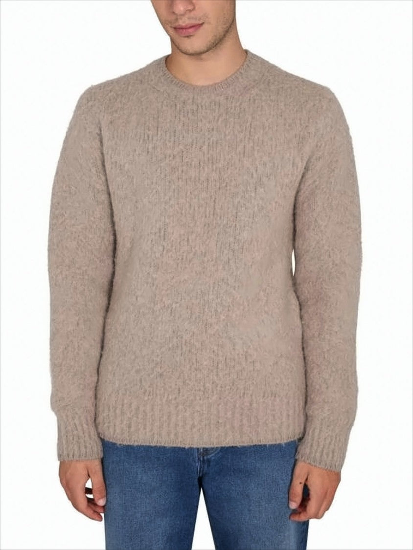 Ami Paris Soft Cable Knit Sweater With Classic Crew Neckline